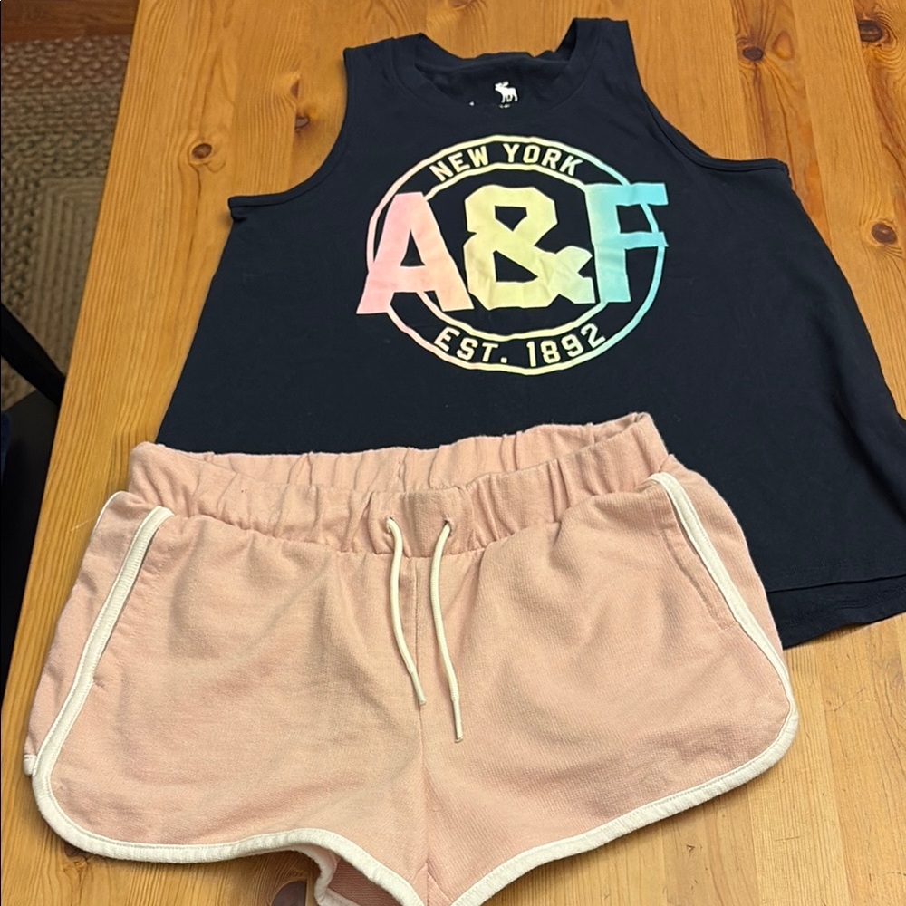 Abercrombie & Fitch Black and Pink Matching Set Tank Top